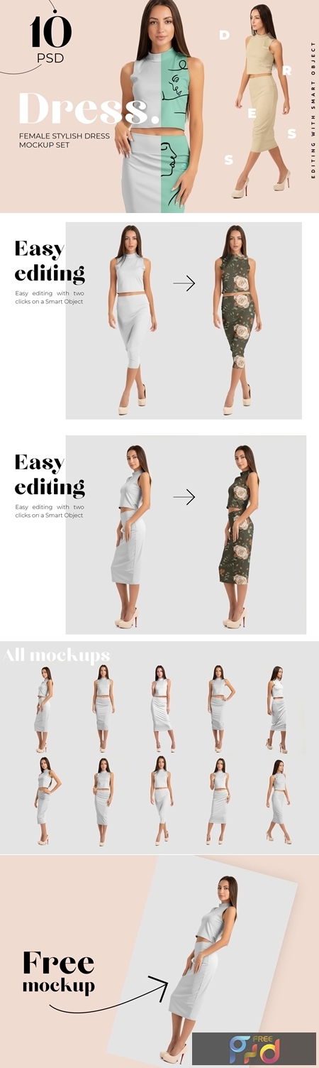 Woman Elegant Skirt Suit Mockup Set 4296581 1