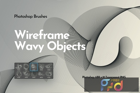 Wireframe Wavy Objects Photoshop Brushes