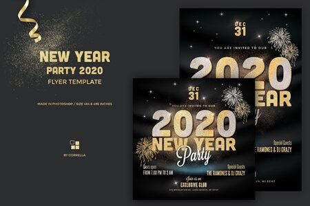 Freepsdvn.com 2001050 Template New Year Party Flyer Gold 4385454 Cover