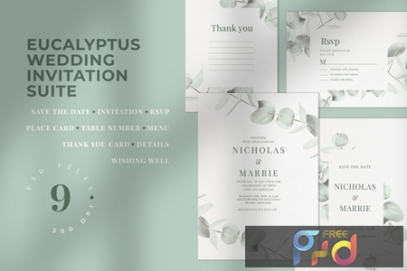 Eucalyptus Wedding Invitation Suite 297TKTX 1
