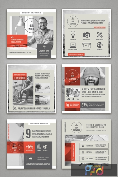 Pale Beige and Gray with Red Accents Social Media Square Post Layouts 314311321 1