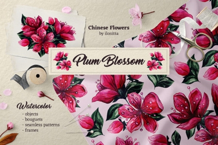FreePsdVn.com 2001447 STOCK plum blossom chinese watercolor flowers 2544692 cover