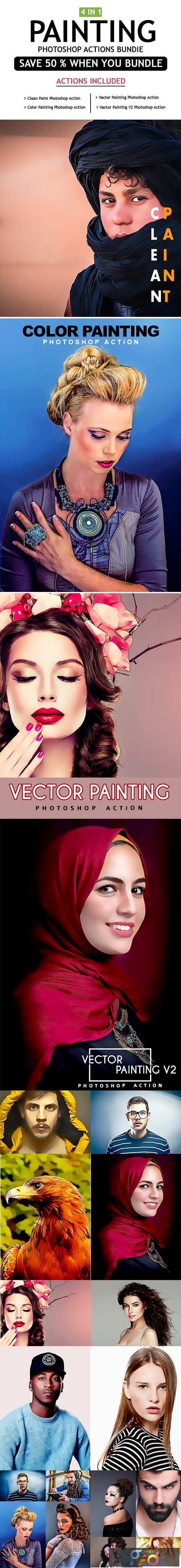 Painting 4 IN 1 Photoshop Actions Bundle 25490966 1