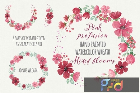 Pink Profusion Watercolor Wreath FF8MUT2 1