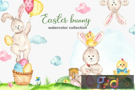 Watercolor Easter Bunny collection G9Z78JL 1