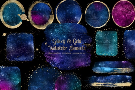 Freepsdvn.com 2003030 Stock Galaxy And Gold Watercolor Elements 2967498 Cover