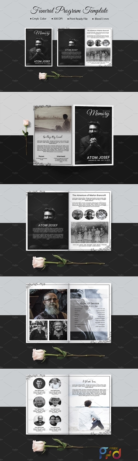 Page Funeral Program Template V935