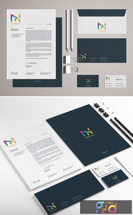 Stationery Set Layout with Colorful Design Elements 329175127 1