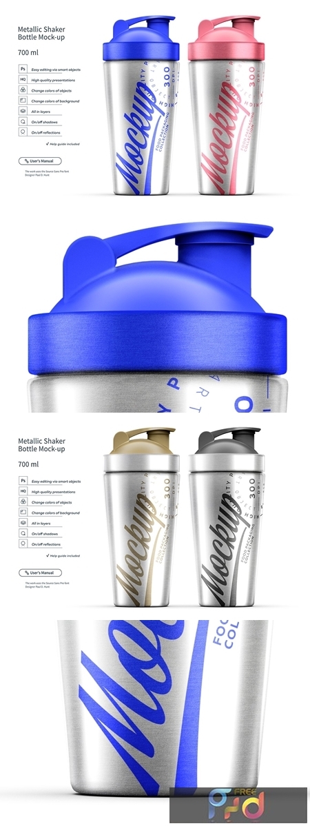 Download Two Metallic Shaker Bottle Mock-up 4504308 - FreePSDvn