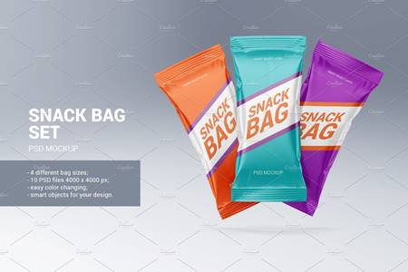 Download Free Snack Bag Set Mockup 4887605 Freepsdvn PSD Mockups.