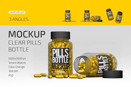 Download Clear Pills Bottle Mockup Set 4924428 Freepsdvn