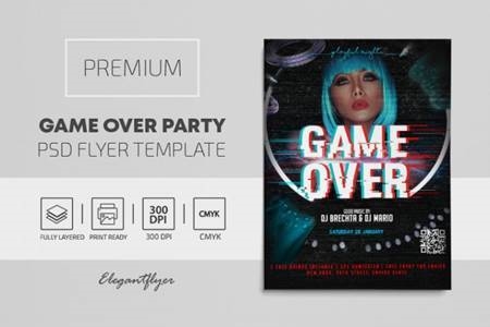 FreePsdVn.com 2006168 TEMPLATE game over party premium psd flyer template 115345 cover