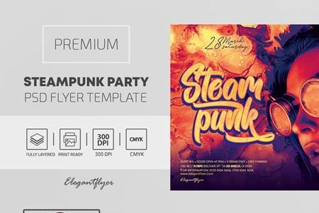 FreePsdVn.com 2006256 TEMPLATE steampunk party premium psd flyer template 116266 cover