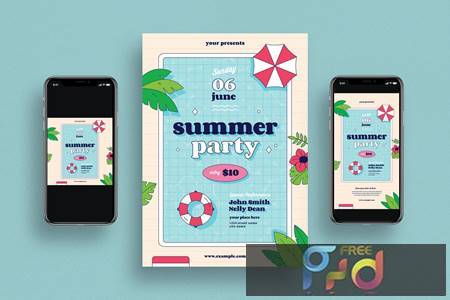 Summer Party Flyer + Social Media 3BDHQUW 1