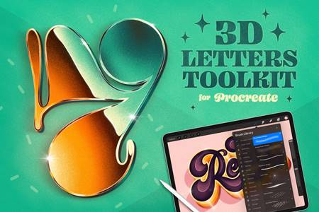 FreePsdVn.com 2006374 ACTION 3d letters toolkit for procreate 4904895 cover