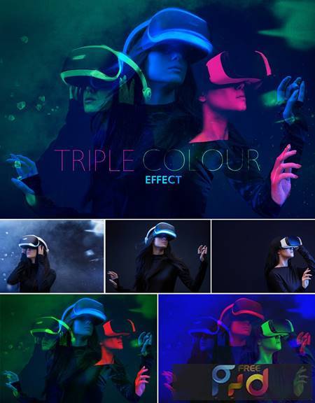 Triple Color Double Exposure Effect Mockup 5045358 1