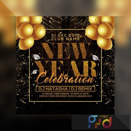 Happy new year party flyer Premium Psd 6297902 1