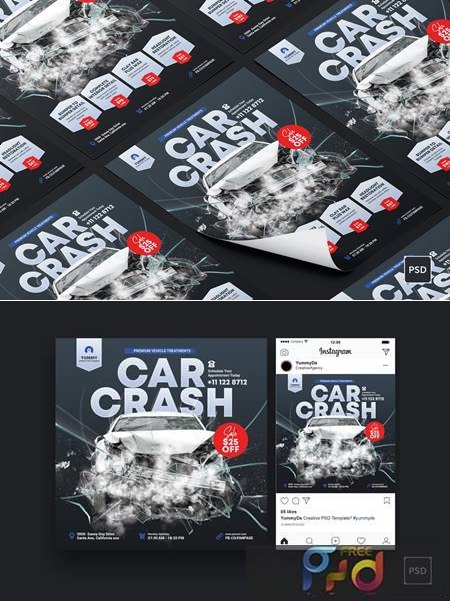 Car Crash Services Square Flyer & Instagram Post and Flyer 1