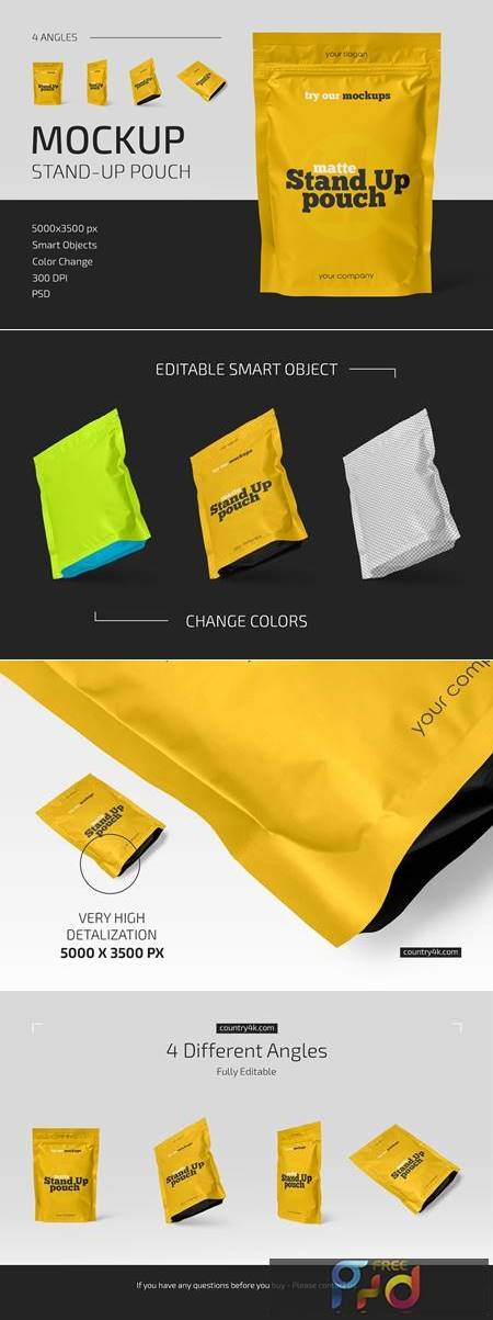 Matte Stand-Up Pouch Mockup Set 5158450 1