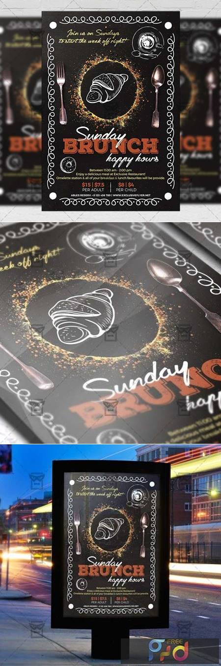 Sunday Brunch Happy Hours Flyer - Food A5 Template 19878 1
