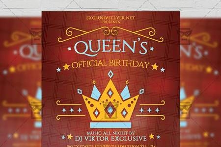 FreePsdVn.com 2008392 TEMPLATE queens official birthday flyer community a5 template 19406 cover