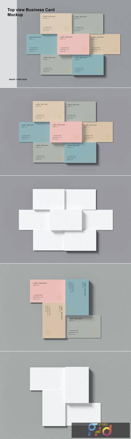 Top view Combined Business Card Mockup 36ZZXQX 1