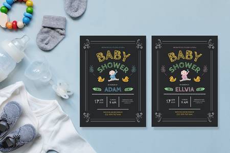 FreePsdVn.com 2009080 TEMPLATE simple chalkboard drawing baby shower invitation wwqvy7m cover