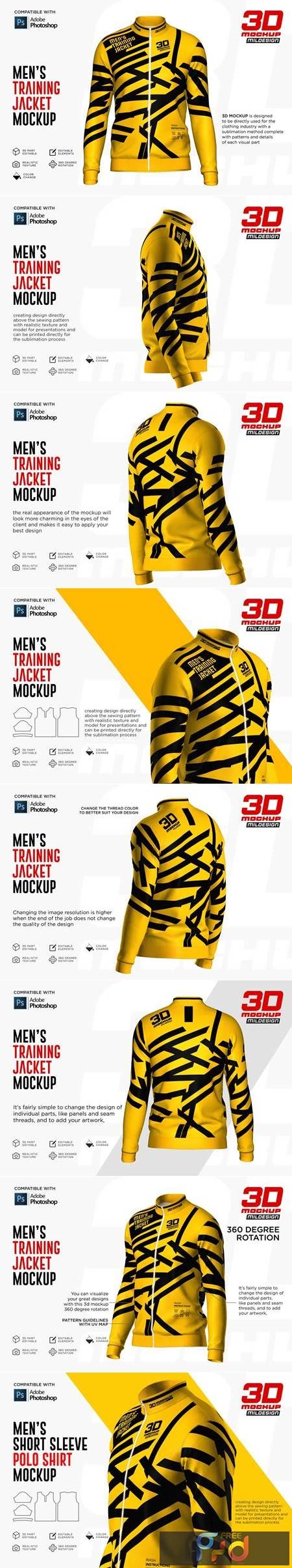 3D Mens Training Jacket Mockup