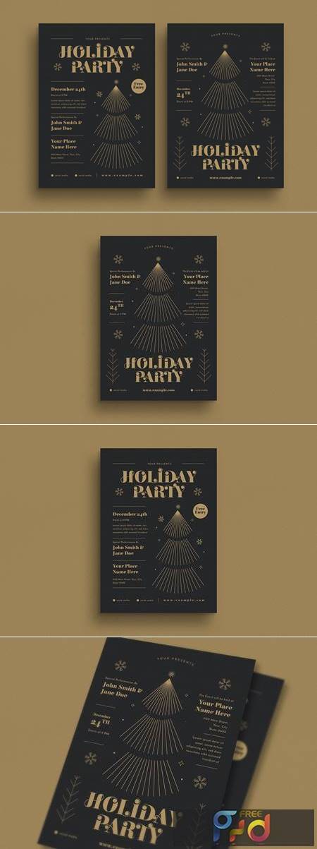 Holiday Gold Christmas Event Flyer