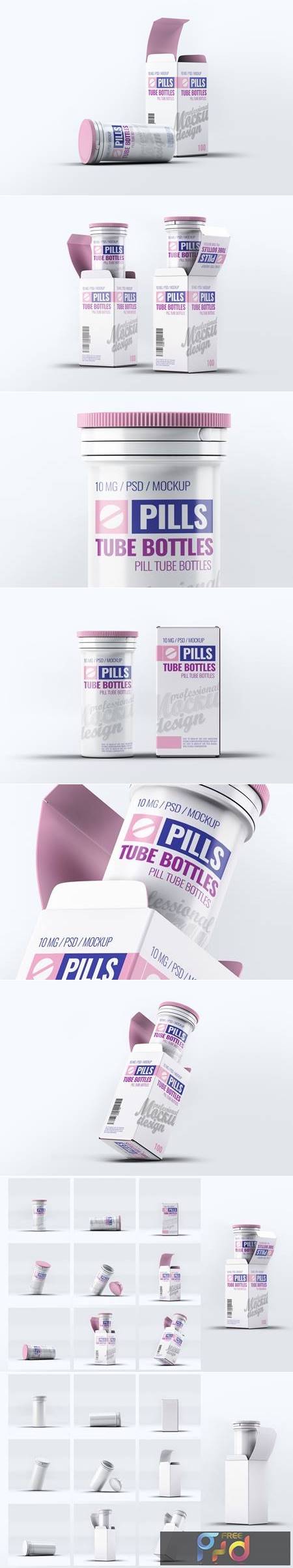 Pills Tube Bottles Mock-Up
