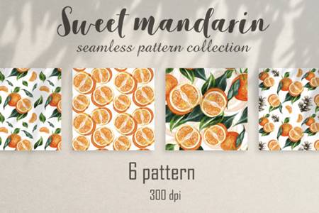 FreePsdVn.com 2012126 STOCK seamless watercolor pattern mandarins 6769714 cover