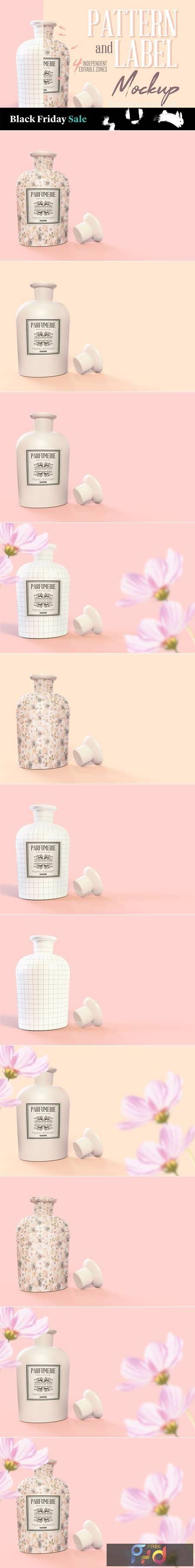 Pattern & Label Parfum Bottle Mockup