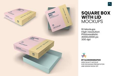 Download Square Box with Lid Mockups 10 Views 5652392 - FreePSDvn