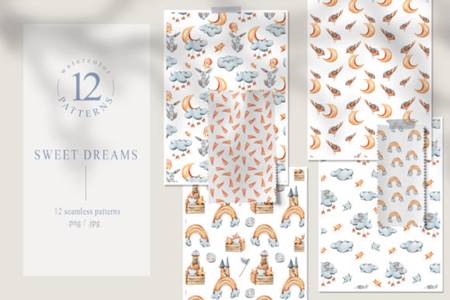FreePsdVn.com 2012518 STOCK 12 watercolor bunny seamless patterns 6983154 cover