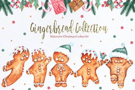 FreePsdVn.com 2101216 STOCK watercolor gingerbread collection 7077770 cover