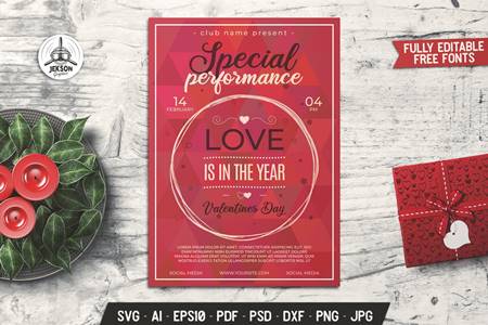Freepsdvn.com 2101420 Template Valentines Day Card Performance Flyer Brochure X77kbqk Cover