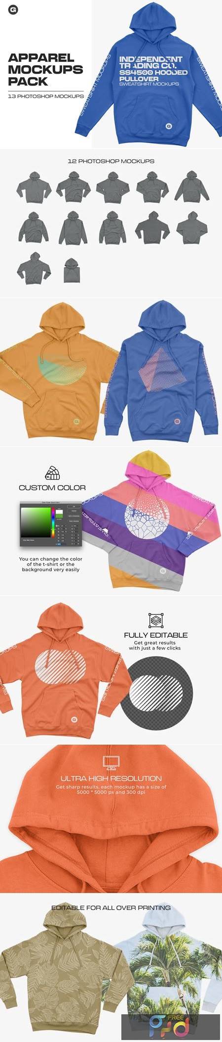 Independent SS4500 Hooded Mockups – GraphicUX