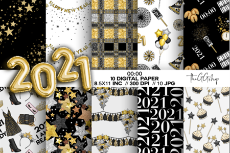 FreePsdVn.com 2101464 STOCK new year party digital paper pack 6632345 cover