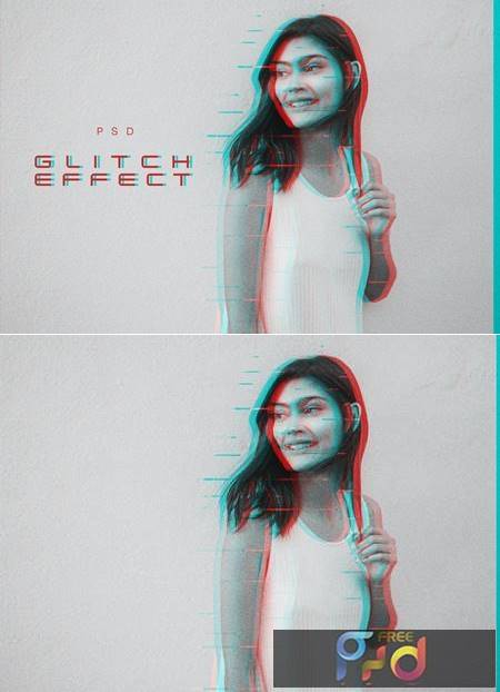 Retro Glitch Photo Effect Mockup