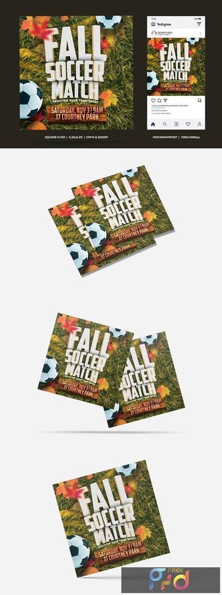 Fall Soccer Match Square Flyer & Insta Post 8QJBM5X 1