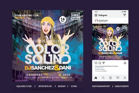 Freepsdvn.com 2102122 Template Quareflyer Instagrampost Color Sound Experience Wtadwtl Cover