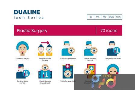 FreePsdVn.com 2102444 VECTOR 70 plastic surgery icons dualine flat series ev2qwj5