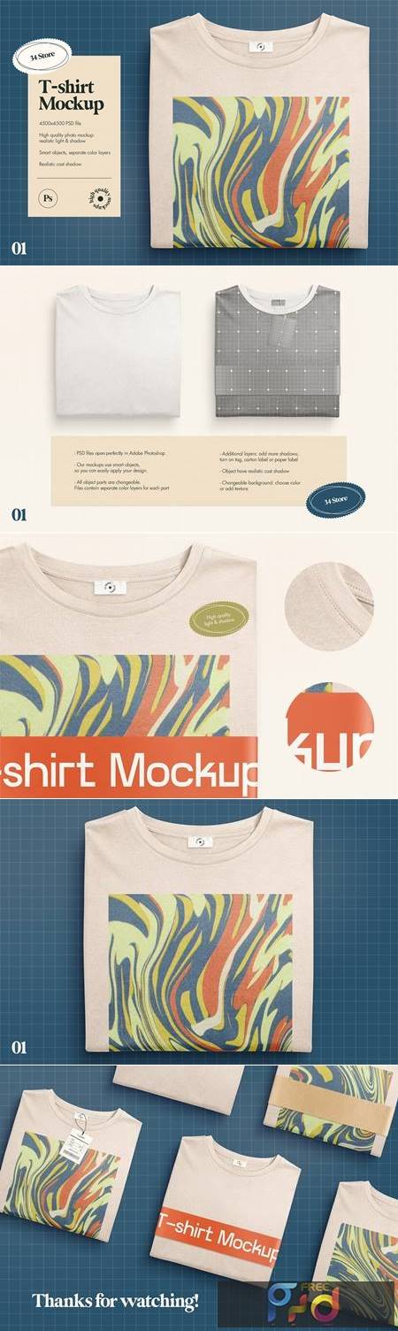 Folded T-Shirt PSD Mockup