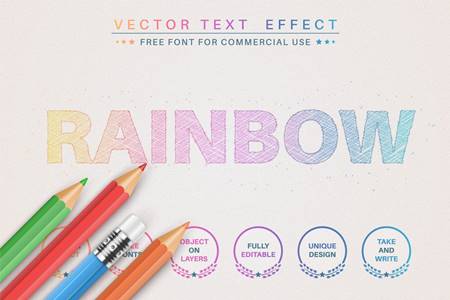 Freepsdvn.com 2104438 Vector Pencil Rainbow Editable Text Effect Font Style Peeb48w Cover