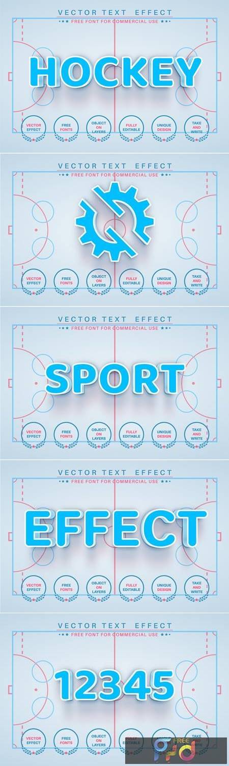 Hockey - editable text effect, font style W3G63QR 1