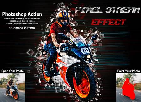 Freepsdvn.com 2105030 Action Pixel Stream Effect Photoshop Action 5950260 Cover