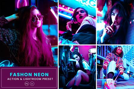 Fashion Neon Action & Lightrom Presets FYDQXAR - FreePSDvn
