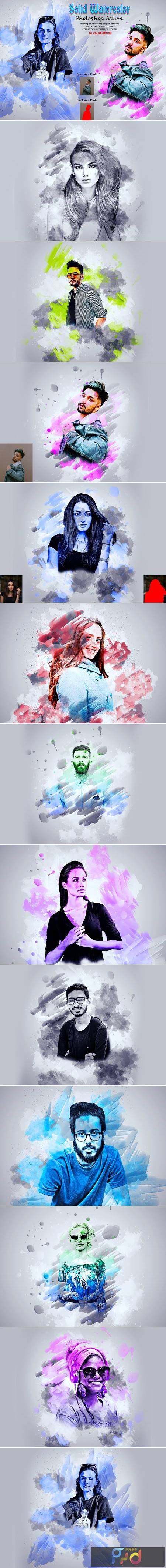 Solid Watercolor Photoshop Action