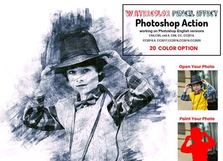 FreePsdVn.com 2108247 ACTION watercolor pencil effect ps action 6298931 cover
