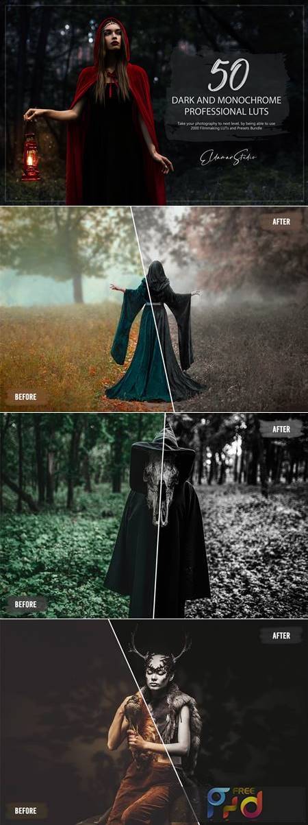 Dark and Monochrome LUTs and Presets Pack
